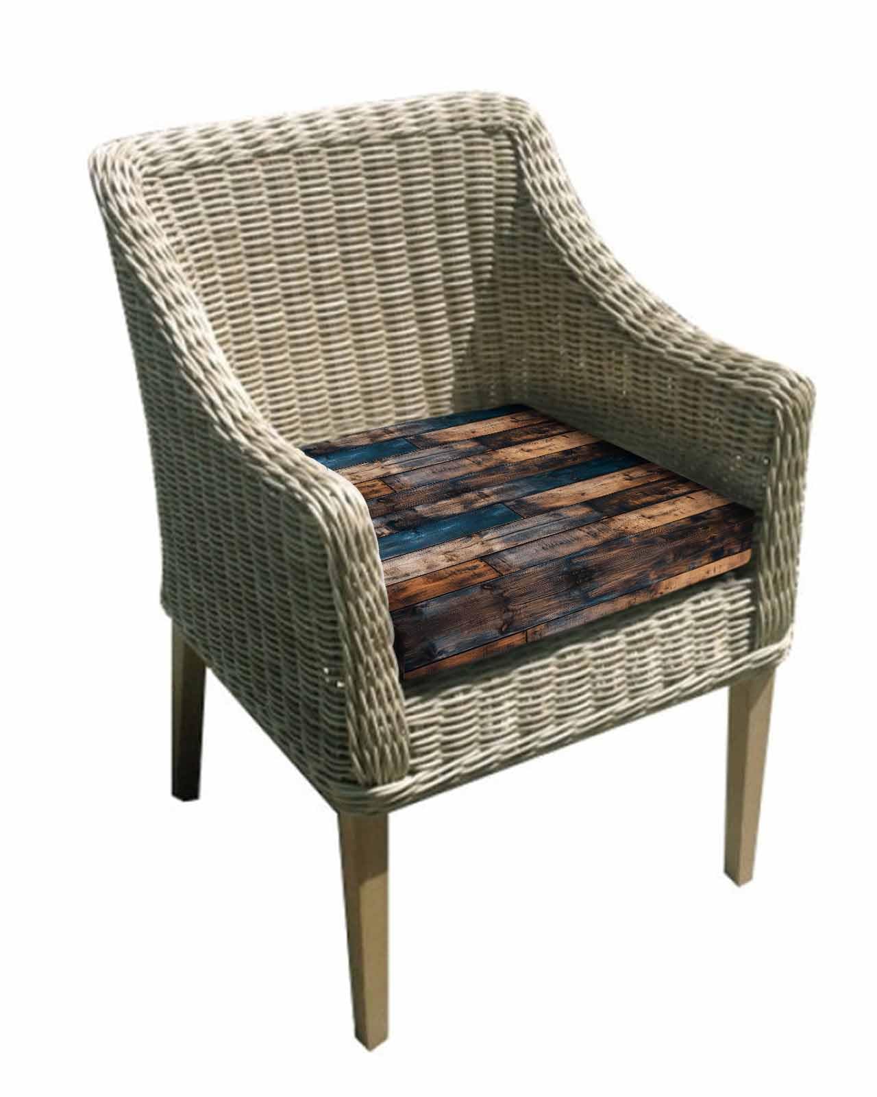 Hokiten Vintage Wooden Outdoor Cushion Chair Cover Set of 2 - Waterproof Couch Seat Covers, Farmhouse Retro Shabby Wood Patio Furniture Protector Cushions Slipcovers for Sofa/RV, 24