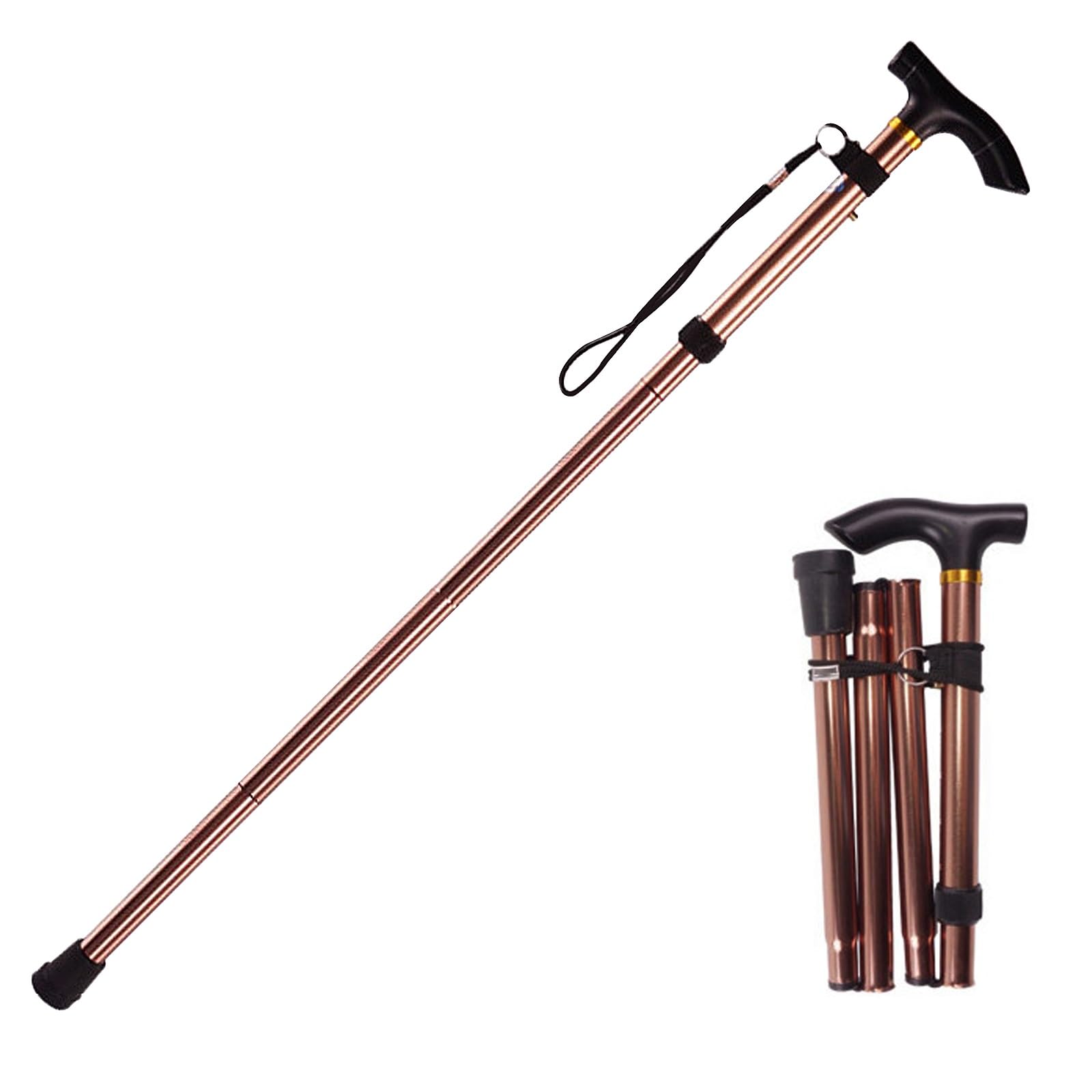 DELURA Baston, Muletas Adulto, Saldo BastóN de Paseo, Bastones para Mayores, Regulables Aluminio, BastóN con Luz para Hombres Y Mujeres (Color : Brown)
