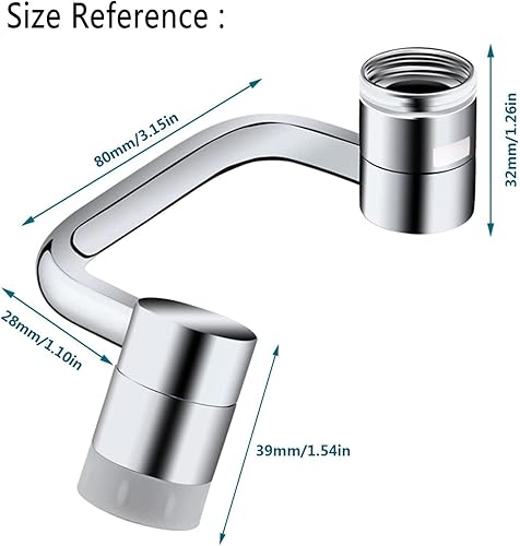 Miniatura 7 de Aireador extensor universal de grifo giratorio de 1080, 2 paquetes de grifo universal de latón macizo, grifo giratorio de ángulo grande 1080,