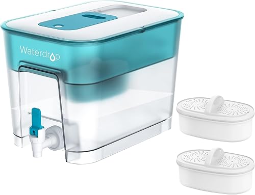 Waterdrop Dispensador de filtro de agua grande de 40 tazas de larga duración de 200 galones con 1 filtro, para el hogar y la oficina, 5 veces la