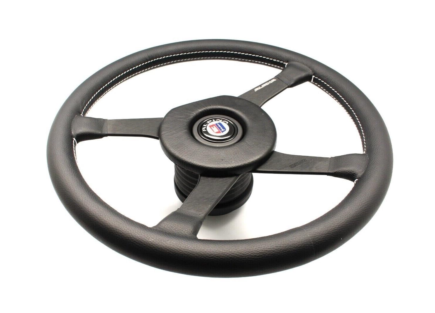 ALPINA MOMO Steering Wheel 4 Spokes Black Leather 380mm Fits BMW E30, E28, E24, E34