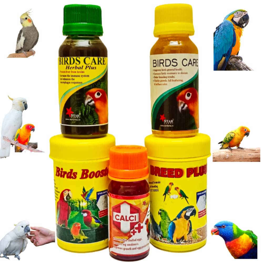 Star Farms Jeffrey Birds Health Supplement Pack Of 5,Bird Booster,Breed Plus,Birds Care Yellow,Birds Care Herbal&Calci Plus For Birds Growth&Resistance To Disease (B0CW5YG2CL) Amazon Price History, Amazon Price Tracker