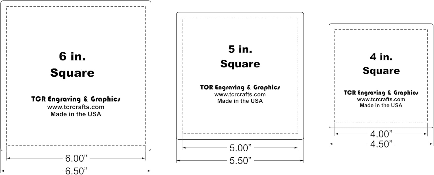 Square Templates. 4 Inch, 5 Inch, 6 Inch - Clear 1/8 Inch- with Seam Allowance