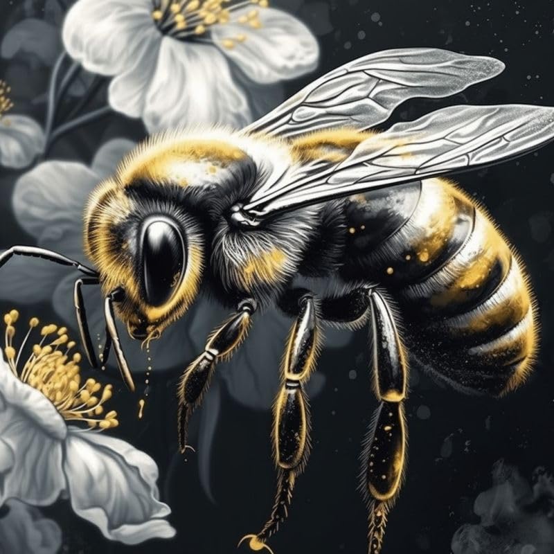 Generic Honey Bee Little Angel Girl Cross Stitch Kits for Beginners Stamped Cross-Stitch Supplies Needlework DIY 11CT 3 Strands Cotton Thread Printed DIY Needlepoint Kits 50×50cm (uo36)