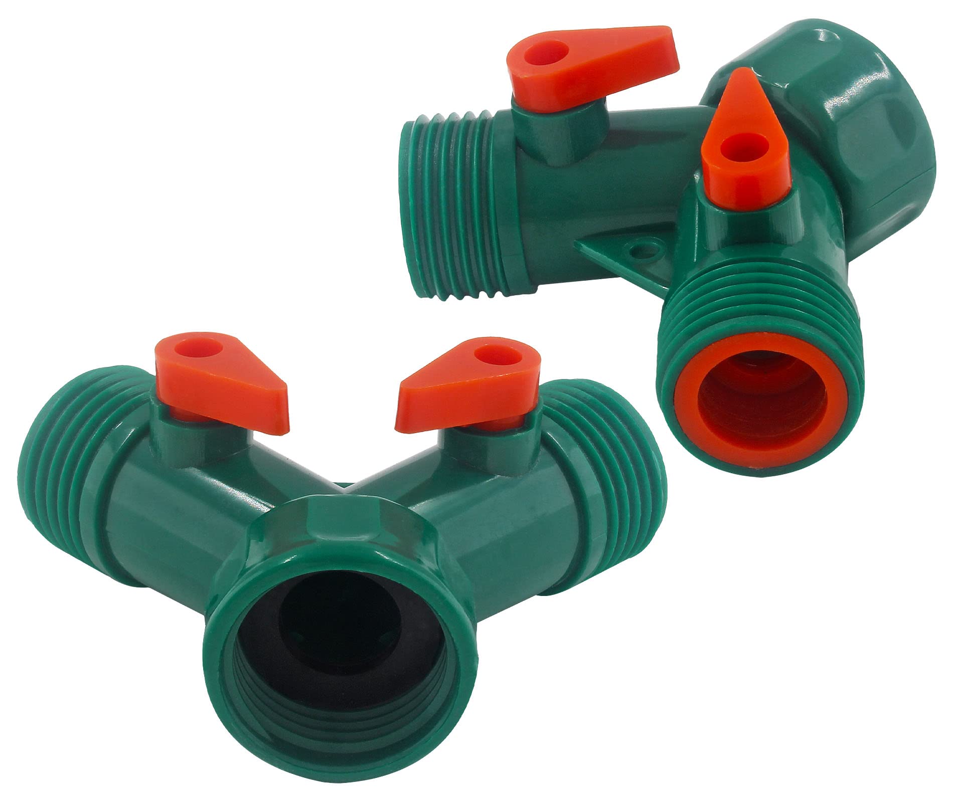 6 adaptadores de manguera de 2 vías, conector de manguera de jardín con válvula en Y, adaptador de grifo de espiga antioxidante, conectores en Y de manguera de jardín de 3/4, divisor de