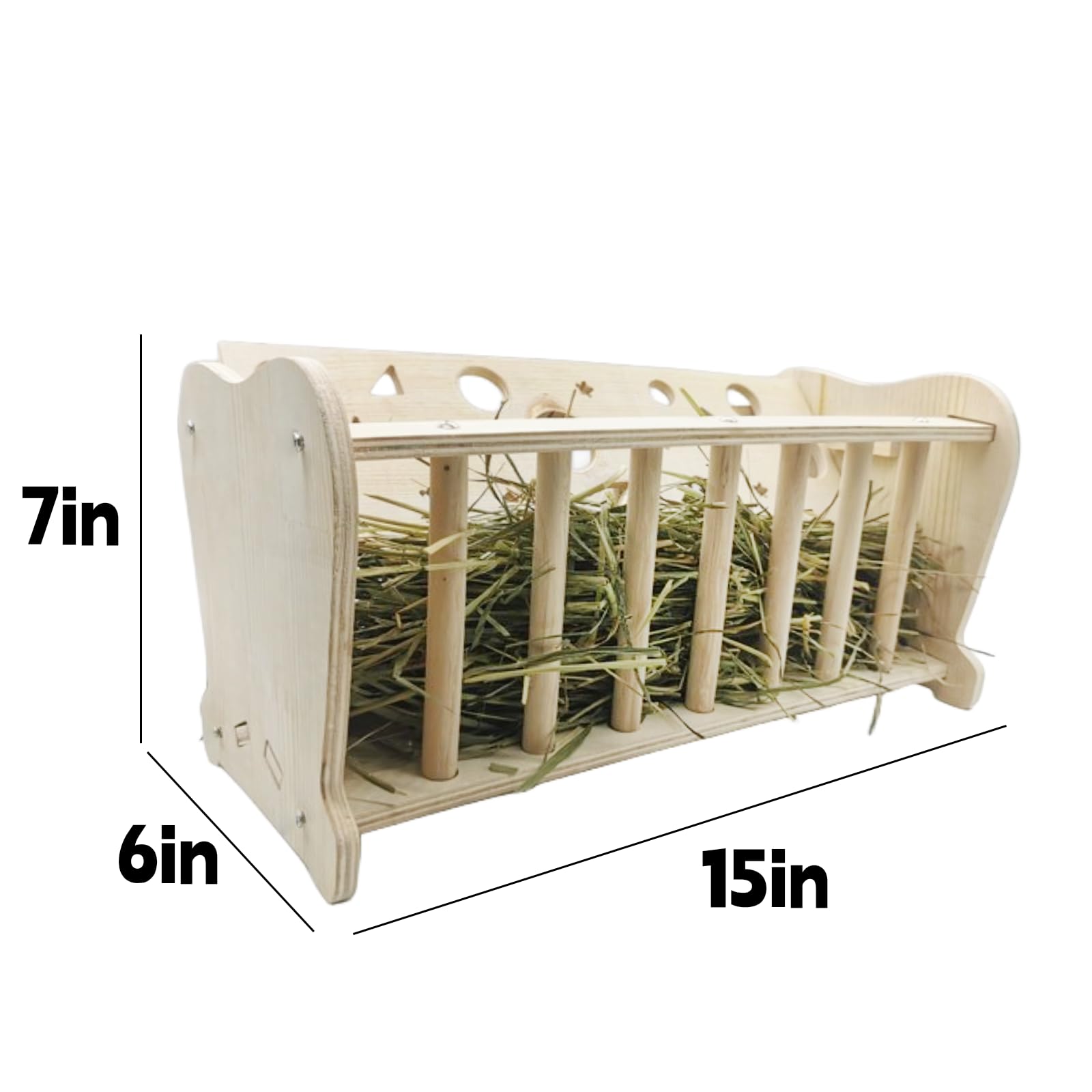 Hamiledyi Rabbit Wooden Hay Feeder Natural Wooden Guinea Pigs Hay Rack Large Capacity Rabbits Hay Holder Food Dispenser for Bunny Chinchilla - image 2