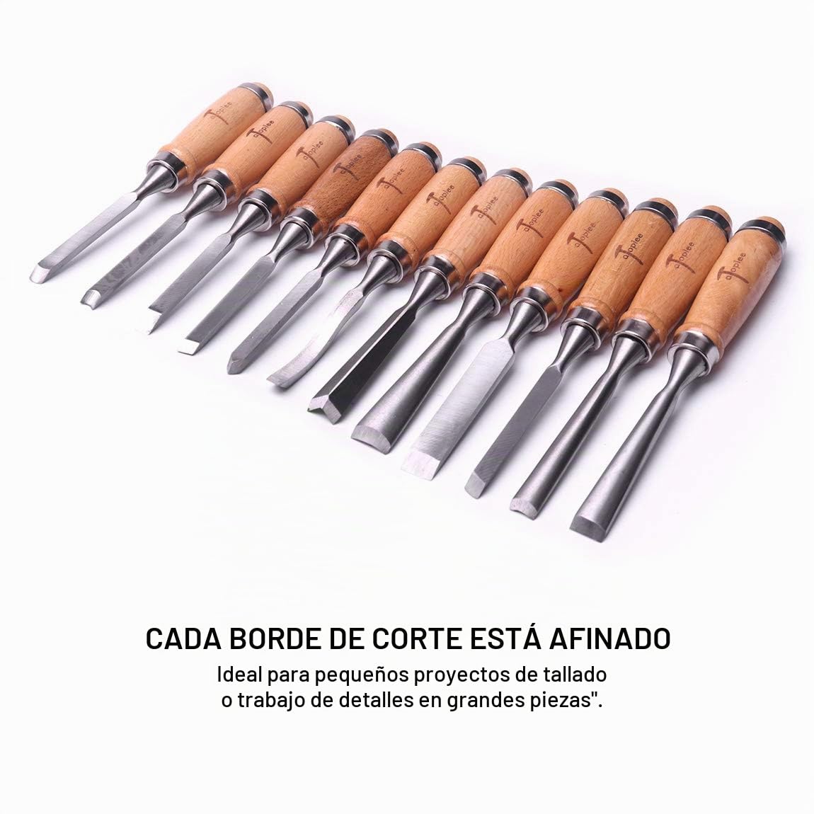 ATOPLEE Juego de 12 cinceles de tallado de madera para carpintería, herramientas profesionales de gubia de madera con caja y bolsas enrollables para carpintero, regalo para artesanos en la mayoría de