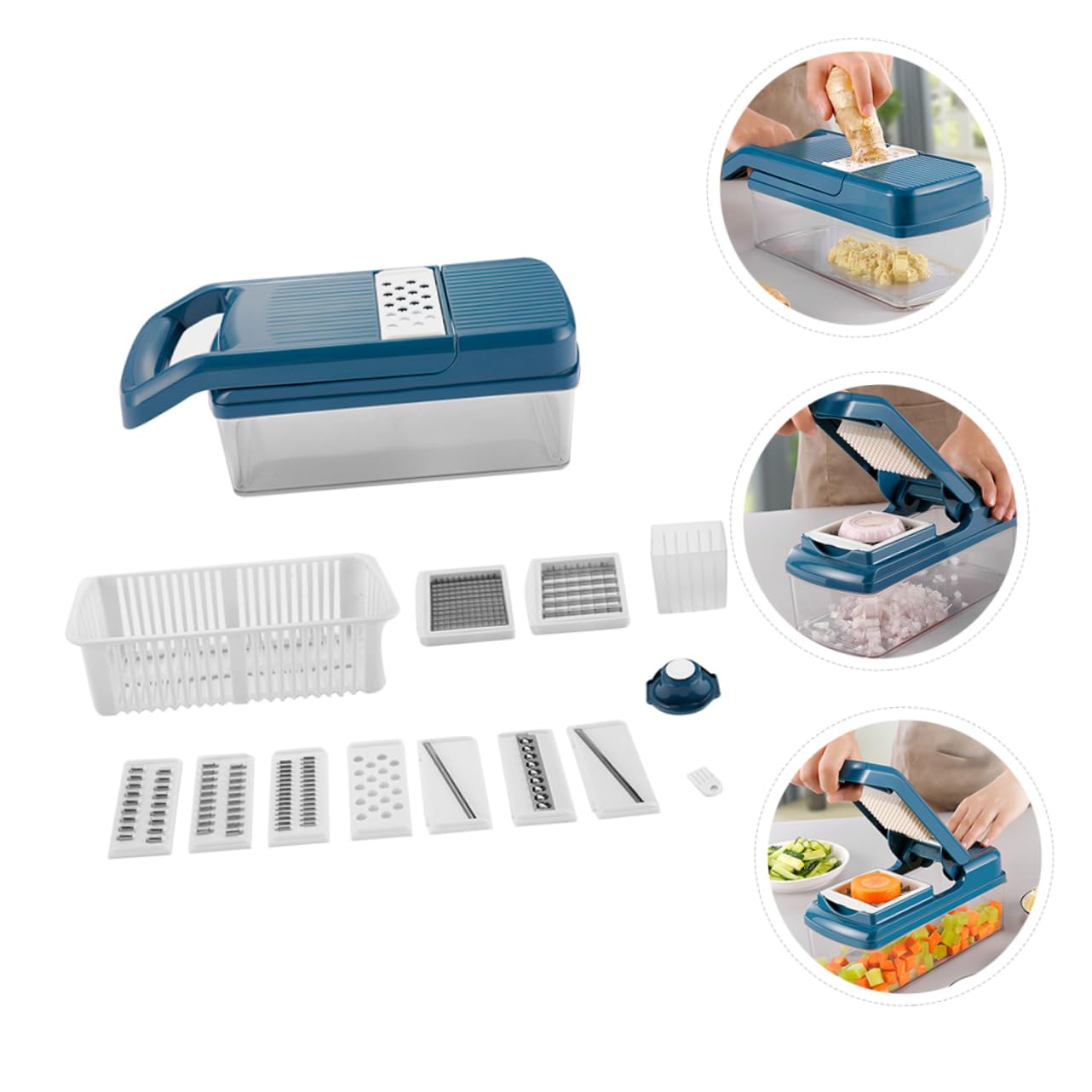 LIFKOME Tagliaverdure Multifunzione Manuale, Affetta e Taglia a Julienne, in Plastica e Acciaio Inox, per Zucchine e Zucca,