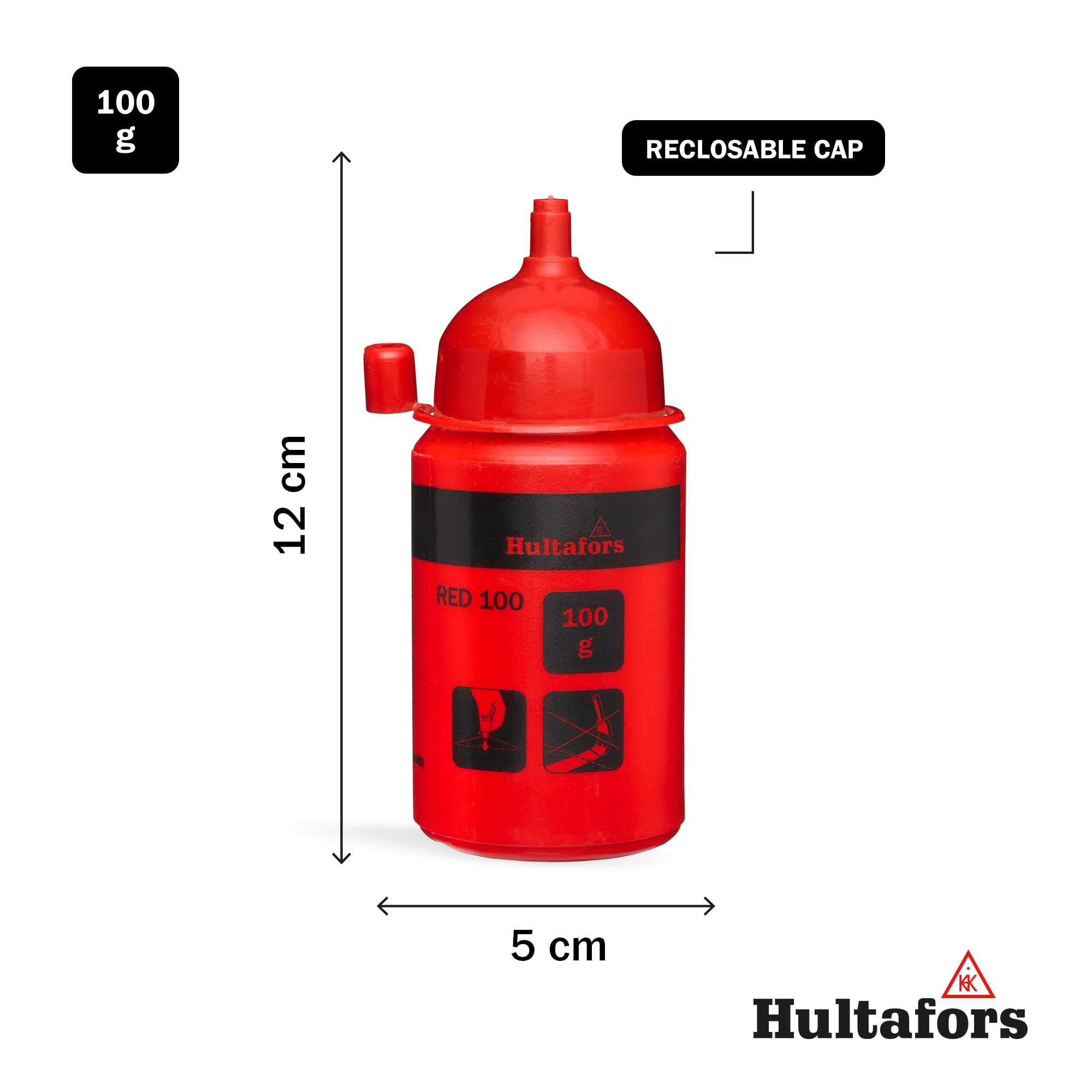 Hultafors chalk line red 100g I For indoor and outdoor use I Creates precise and long-lasting lines I Intense colour thanks to high pigment content I 652423 - Image 2