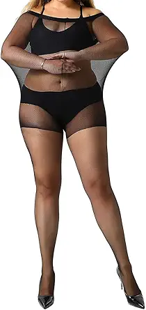 MANZI Women's 2 Pairs Plus Size Control Top Tights Ultra-Soft Panty Hose