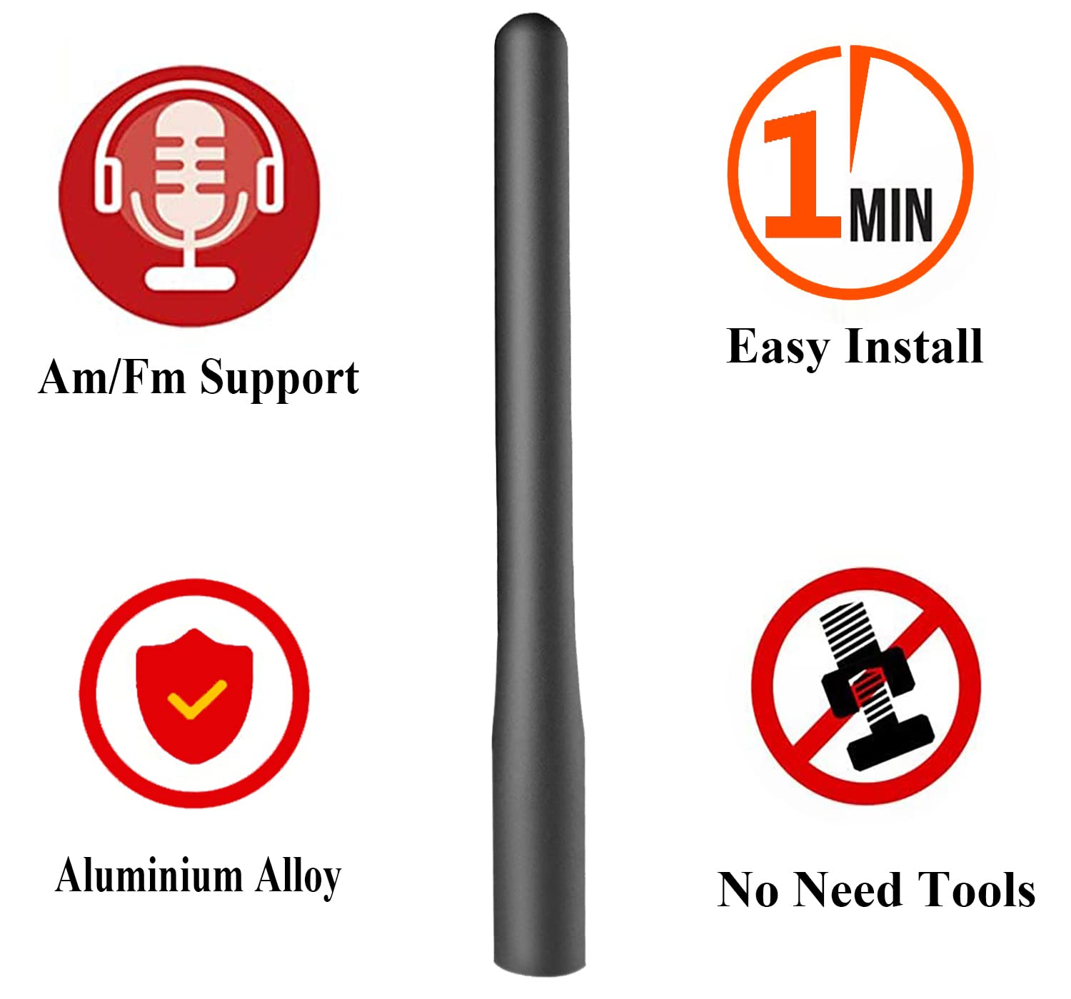 4 Inch Antenna Replacement for Ford Escape (2008-2012), Ford Escape Antenna, Short Aluminium Alloy Antenna Mast