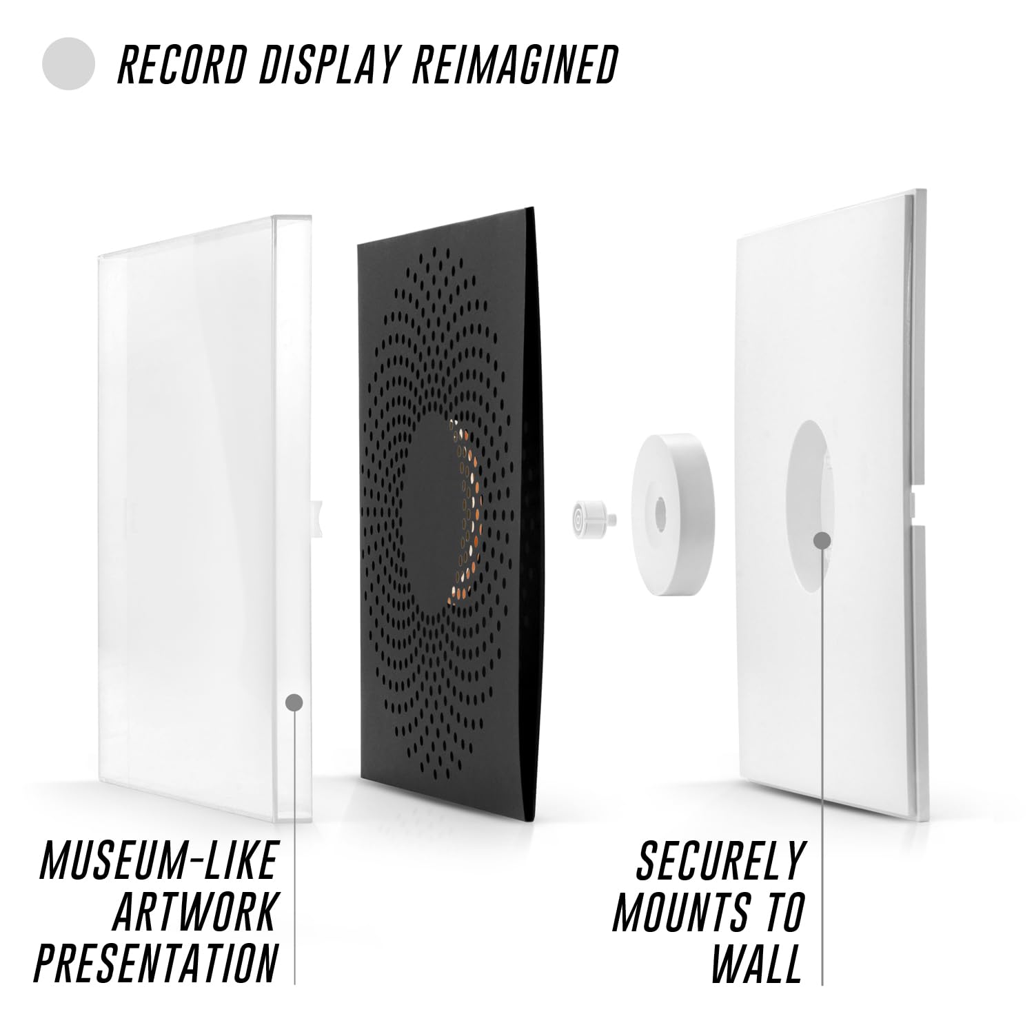 Art Of Records CLRCASE Ramka na płyty, 30 cm, przezroczysta ramka na okładki albumów i winylowe, nowoczesne i minimalistyczne ramki na płyty winylowe, montowana na ścianie, opatentowana (satynowa