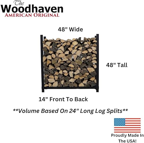 Miniatura 2 de Woodhaven Negro 4 pies  Resistente fabricado en Estados Unidos  Interior y exterior  Estante de almacenamiento de leña de 14 cable con cubierta de