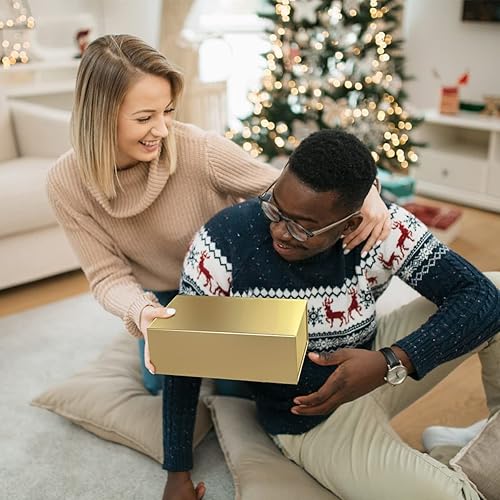 Miniatura 5 de Cajas de regalo doradas de 12 x 6 x 4 pulgadas con tapa de cierre magnético, cajas de regalo para regalos, caja de regalo de dama de honor, bonita