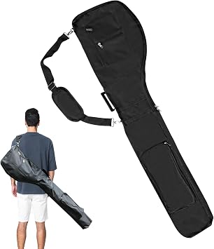 Foldable Golf Club Travel Bag, Golf Club Carrier Bag with Zipper for 8-10, Small Lightweight Portable Golf Carry Bag Waterproof for Women, Men, Black