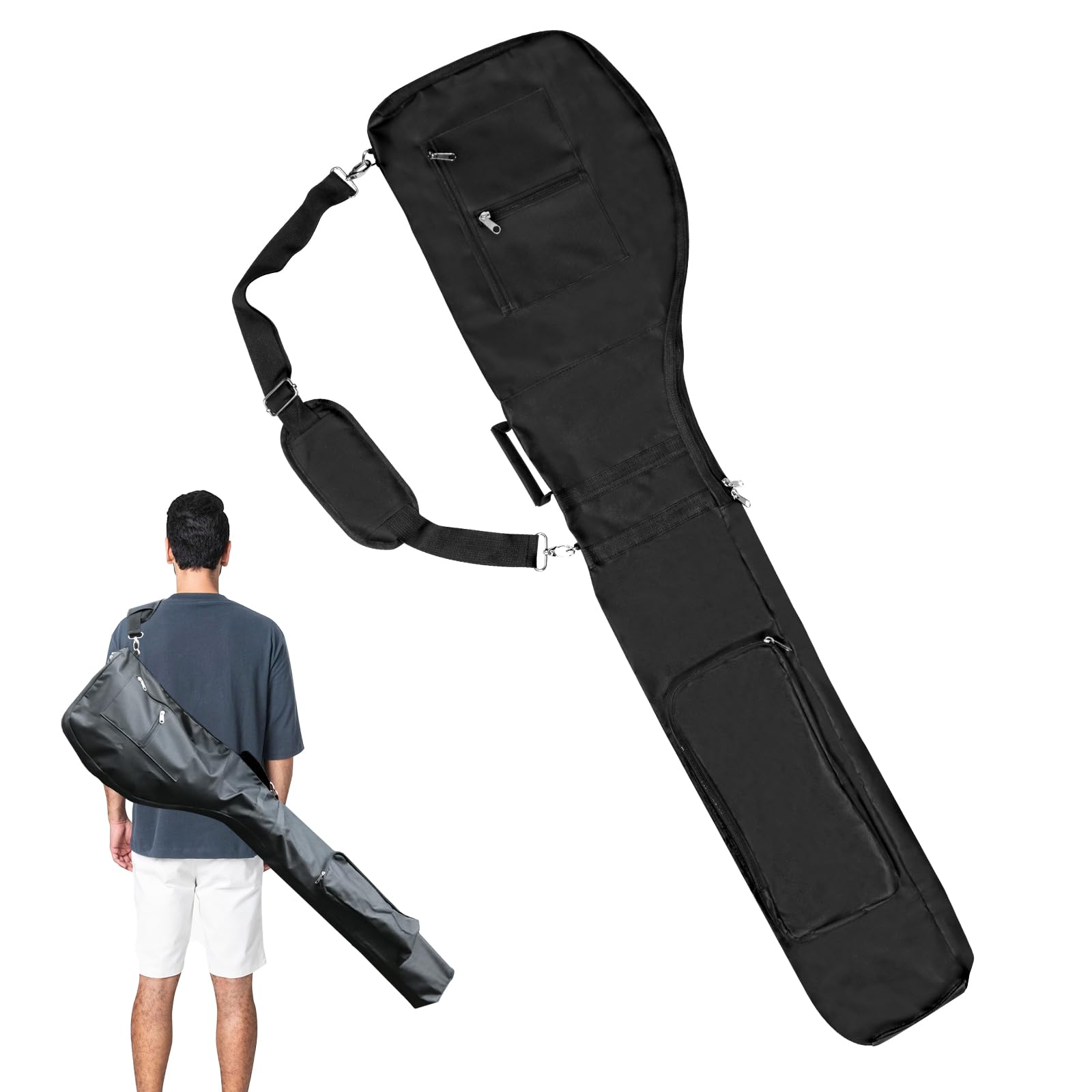 Bolsa de Viaje Plegable para Palos de Golf Impermeable Negra
