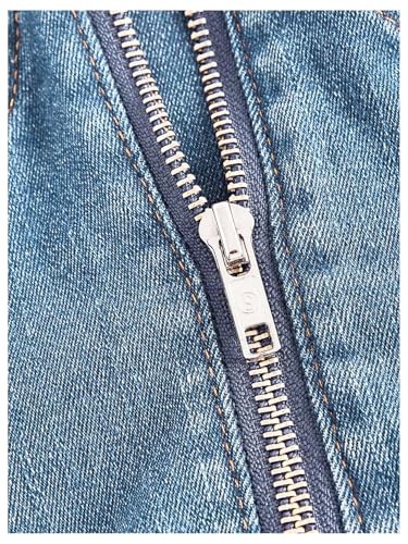 Milumia Women's Denim Bustier Crop Top Zip Front Spaghetti Strap Jean Cami Tank Tops4