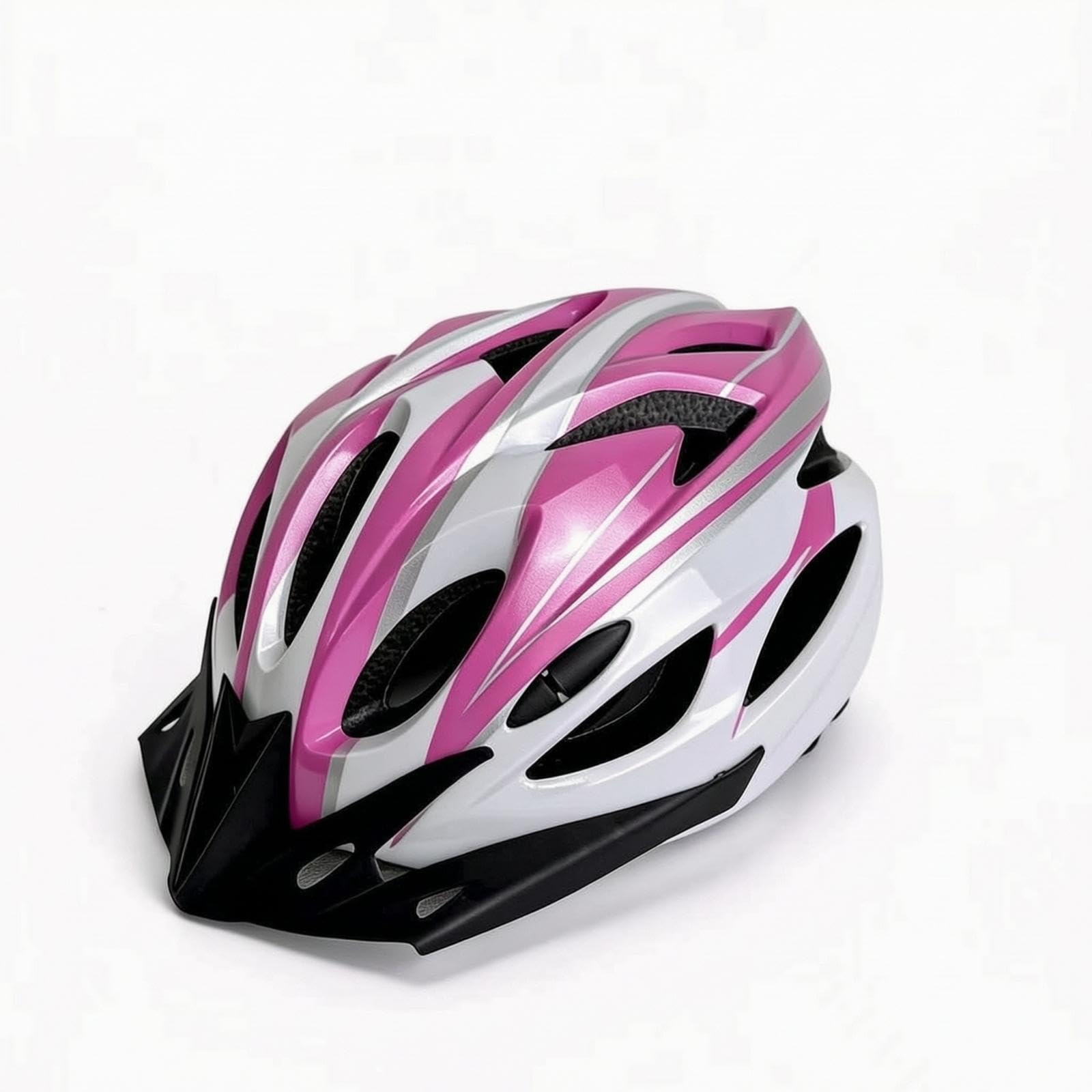 Unibody Molded Helmet Lightweight Bike Helmet with Chin Guard Aerodynamic for Cyclists, Commuters, Commuting, Mountain Biking Pink White-image-21