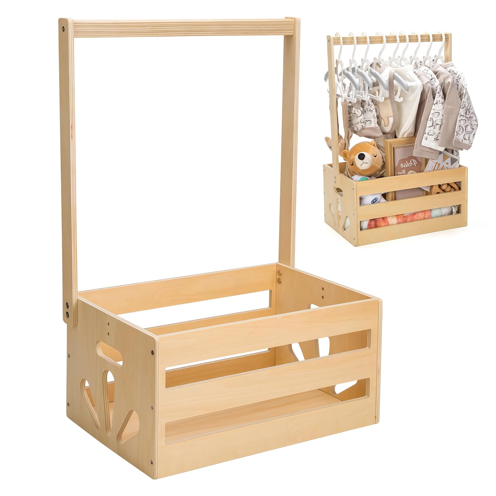 Cestino regalo per bambini in legno con maniglia, scatola per baby shower, armadio con maniglia, pratico cestino decorativo per baby shower, box doccia per bambini, cestino per bambini personalizzato