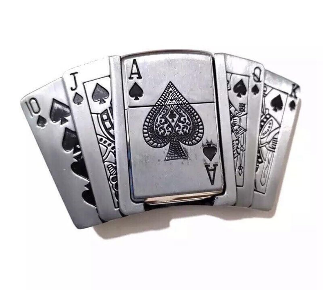 ShinekooSilver Metal Poker Spades A Belt Buckle Man Ace Leather Craft Strap Vintage Southwestern Lucky Gambler Man Jeans Accessory Gift