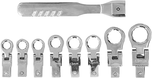 Miniatura 1 de Juego de trinquete, juego de 9 piezas de trinquete de cabeza de accionamiento, llave de trinquete, liberación rápida reversible, juego de trinquete