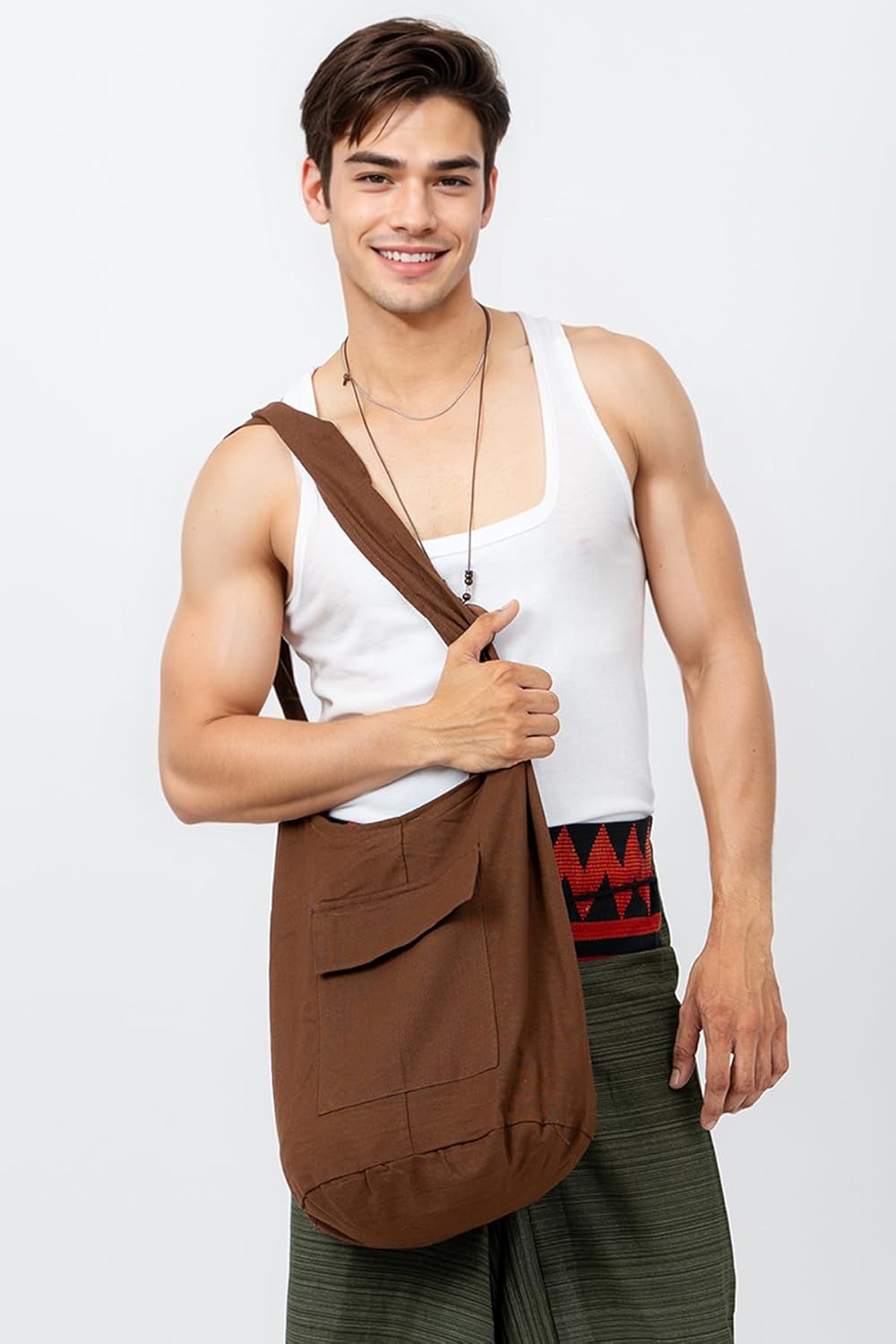 Your Cozy Boho Crossbody Bag for Women – Handmade Cotton Sling Bag Lightweight Unisex Travel Purse with Zipper - Image 2