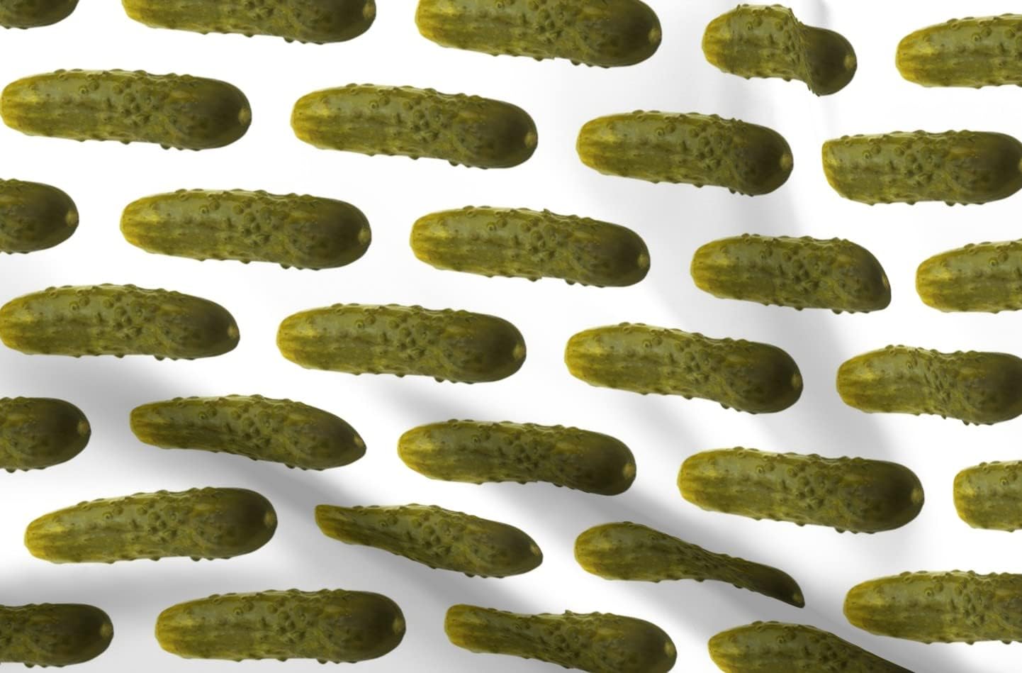 Spoonflower Fabric - Large Scale Pickles Pickle Cucumbers Food Nature Whimsical Printed on Upholstery Velvet Fabric Fat Quarter - Upholstery Home Decor Bottomweight Apparel