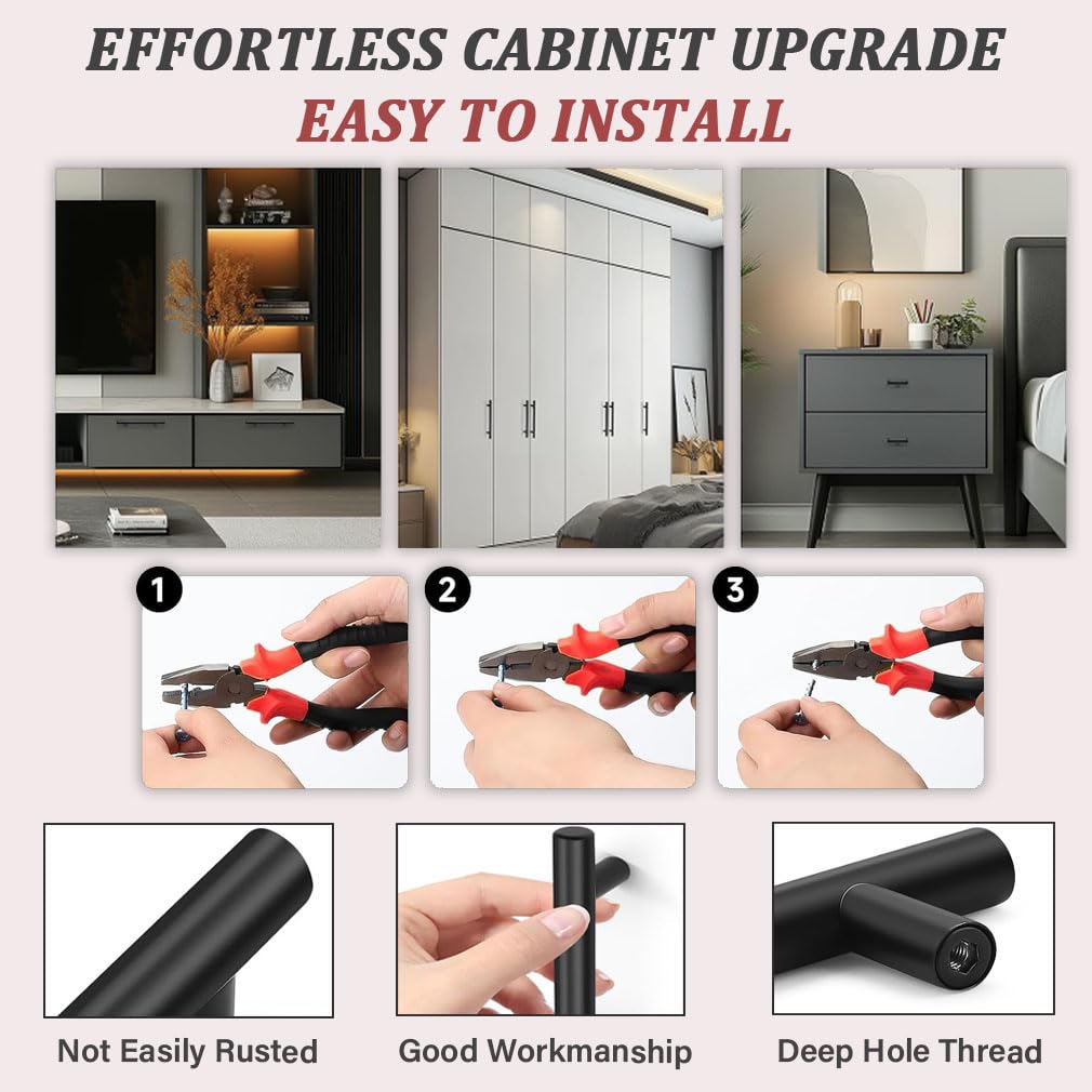 huipinghu 15-Pack 96mm Matt Black Cabinet Handles - Image 4