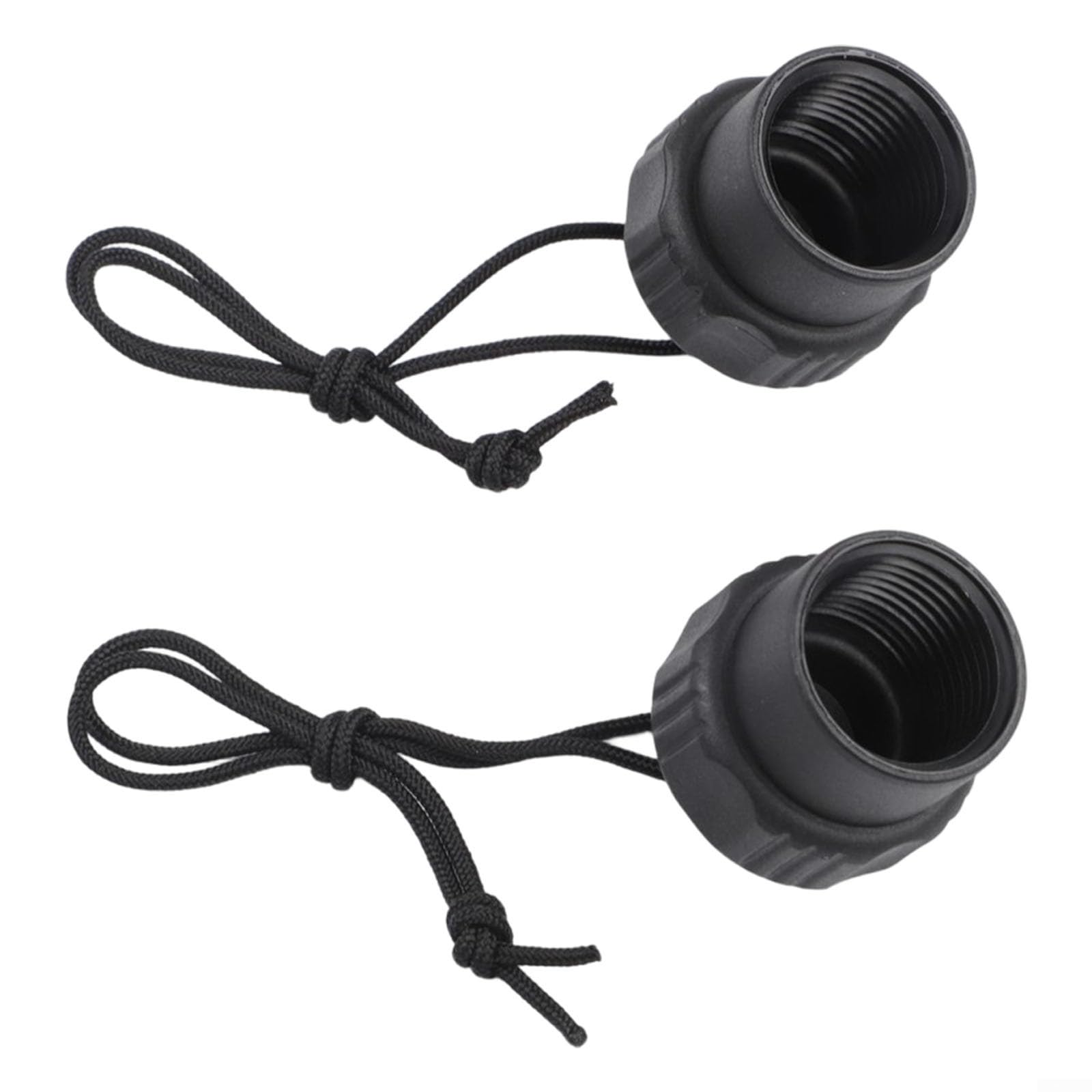 2 Pack Scuba Diving Tank Valve Cap 5/8-14nps Thread Din Connector Cover With Reflective Rope For Underwater Gear Protection Black(Black Rope)