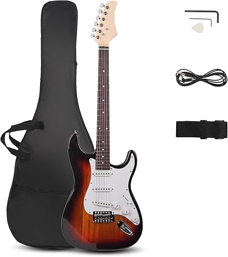 Miniatura 7 de Ktaxon Guitarra eléctrica de 39 pulgadas, kit de guitarra de cuerpo sólido para principiantes de tamaño completo con correa de bolsa de concierto,