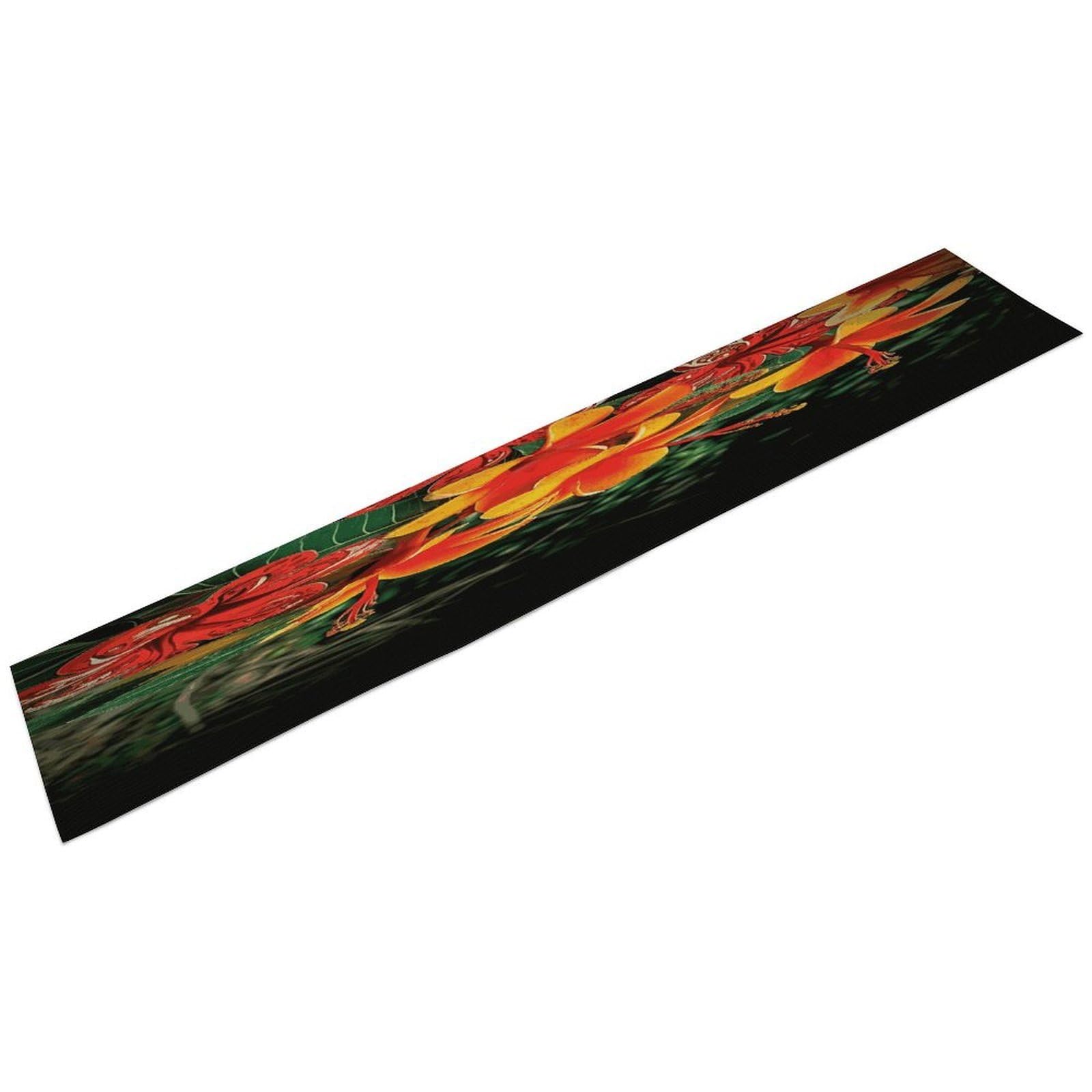 Btcowzrv Style Hawaii Flowers Linen Table Runner 72.4 Inches Long, Machine Washable Table Runner For Party Kitchen Dining Table Coffee Holiday Party Decor, 13.4"X72.4"