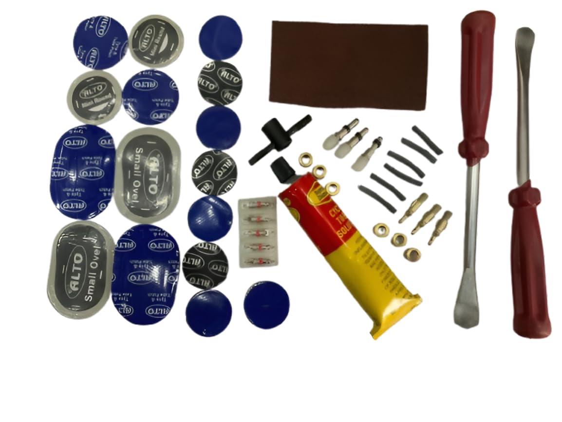 Cycle Tire Puncture Repair Kit, Burst Tyre, Lever, Patch, Glue (44Pcs/Set)-image-46