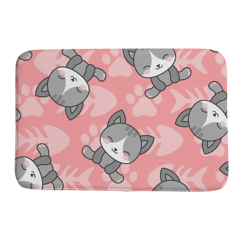 Tapis de bain mémoire de forme rose absorbant lavable en machine 36x61 cm