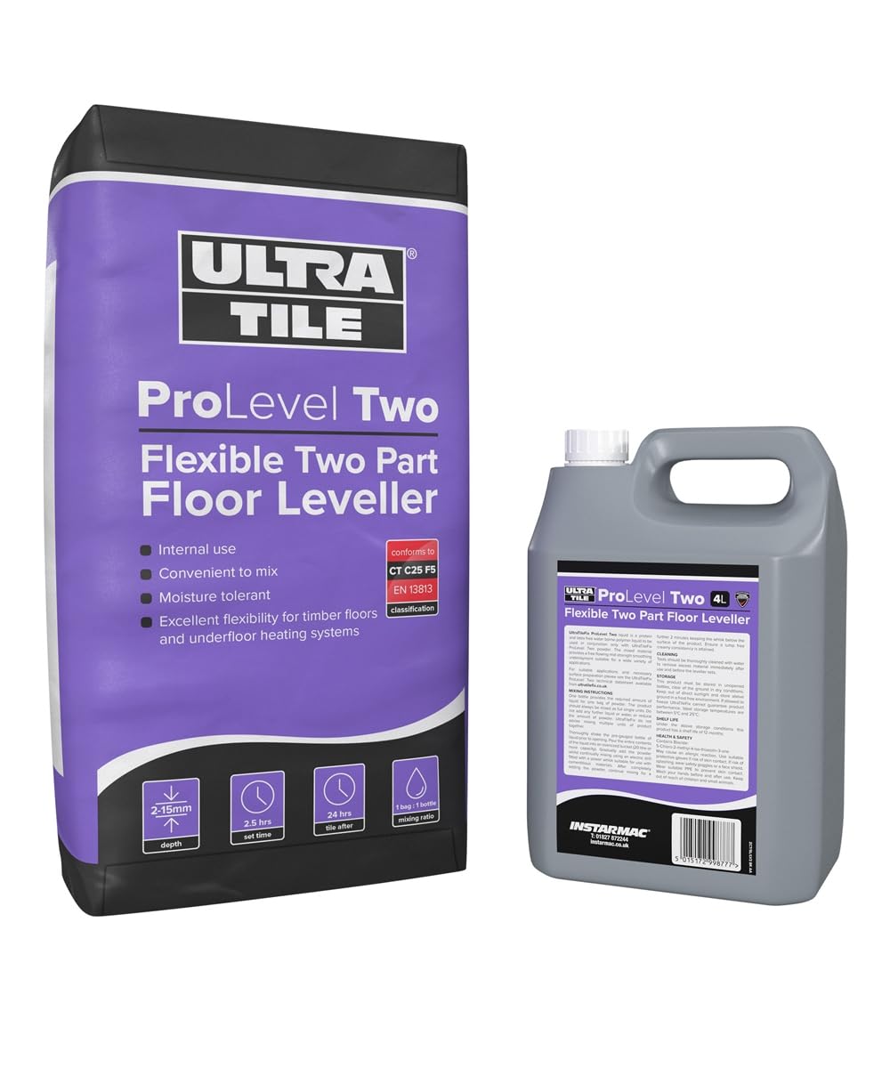 UltraTile ProLevel Flexible 2 Part Floor Leveller Self Levelling | 20KG Bag & 4L