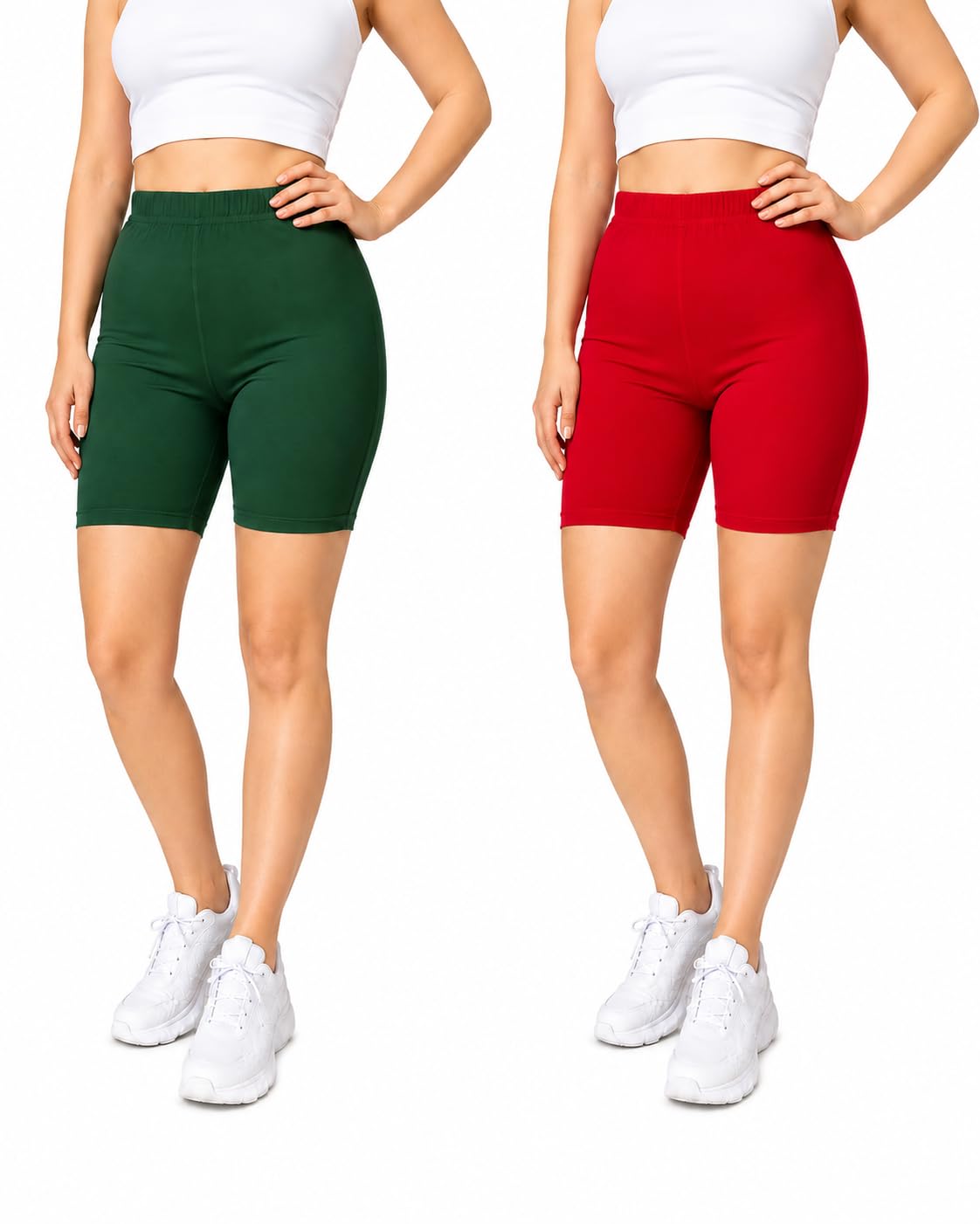 Women's Biker Shorts, High Waist Stretch Shorts Pack of 2-picture-25