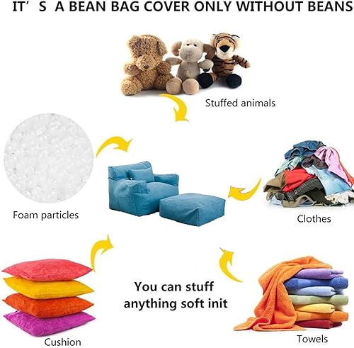 Miniatura 3 de HWOEK Sofa Lazy Sack - Puf ultra suave, sillas, tumbona perezosa, tatami (sin relleno), funda para puf suave para adultos, adolescentes y niños,
