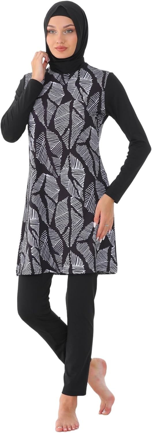 Islamic Long Sleeve Swimsuits for Women Modest Muslim 5 PCS | Full Cover Rash Guard Burkini