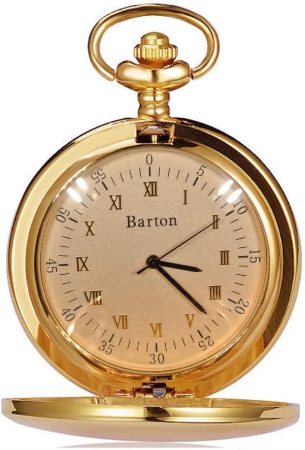 Personalized Gold Plated Pocket Watch Custom Engraved Free - Classic Timepiece with Gift Box - Custom Gift for Men, Free Engraving - Ships from USA