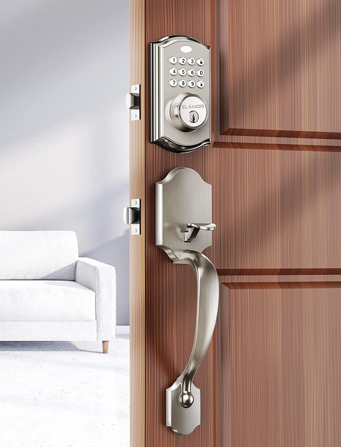 2 pcs Keyless Entry Door Lock, （SN&ORB）Electronic Keypad Deadbolt with Handle, Auto Lock Front Door Handle Sets, Easy to Install, 50 User Codes, Security Waterproof Smart Locks for Front Door