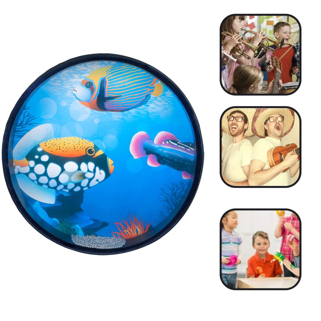 Tambour De Perles Océan Vague Tambour à Main Tambour De Perles Vague Jouet De Percussion Pour Enfants Tambour De Mer Tambour De Battement à La Main Tambour De Perles Océan Vague Jouet De Percussion Av