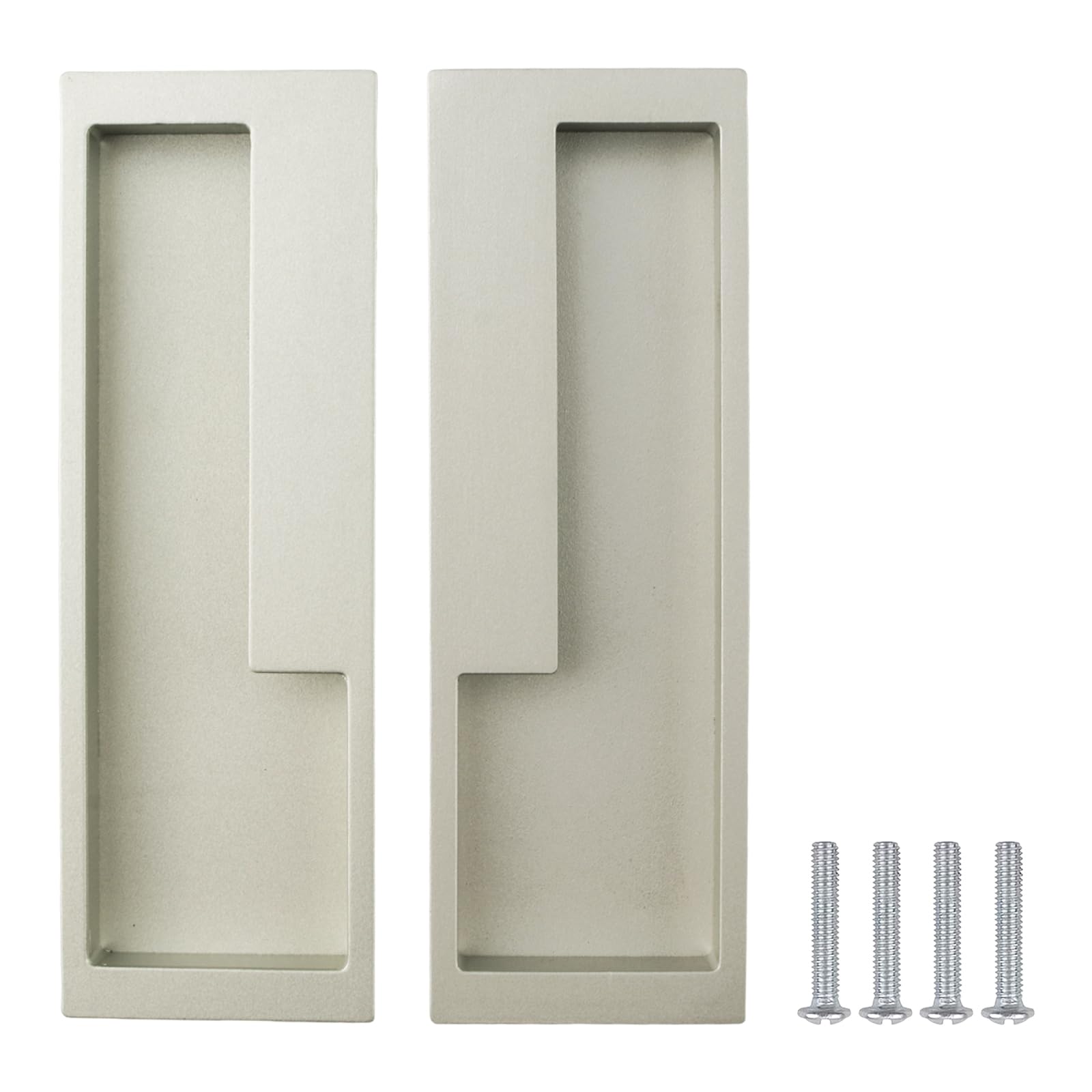 MOROBOR Zinc Alloy Flush Pull Handles, 2pcs Embedded Sliding Door Handle with Hidden Screws, Modern Simple Door Pull Handle for Sliding Barn Drawer Cupboard Wardrobe/Silver-Grey