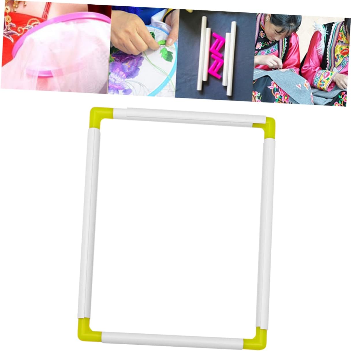 KAILIKETIY Square Embroidery Frame for Easy Assembly Portable Cross Stitch Tool for Quilting and Needlework Random Color Post-Assembly Inner Diameter