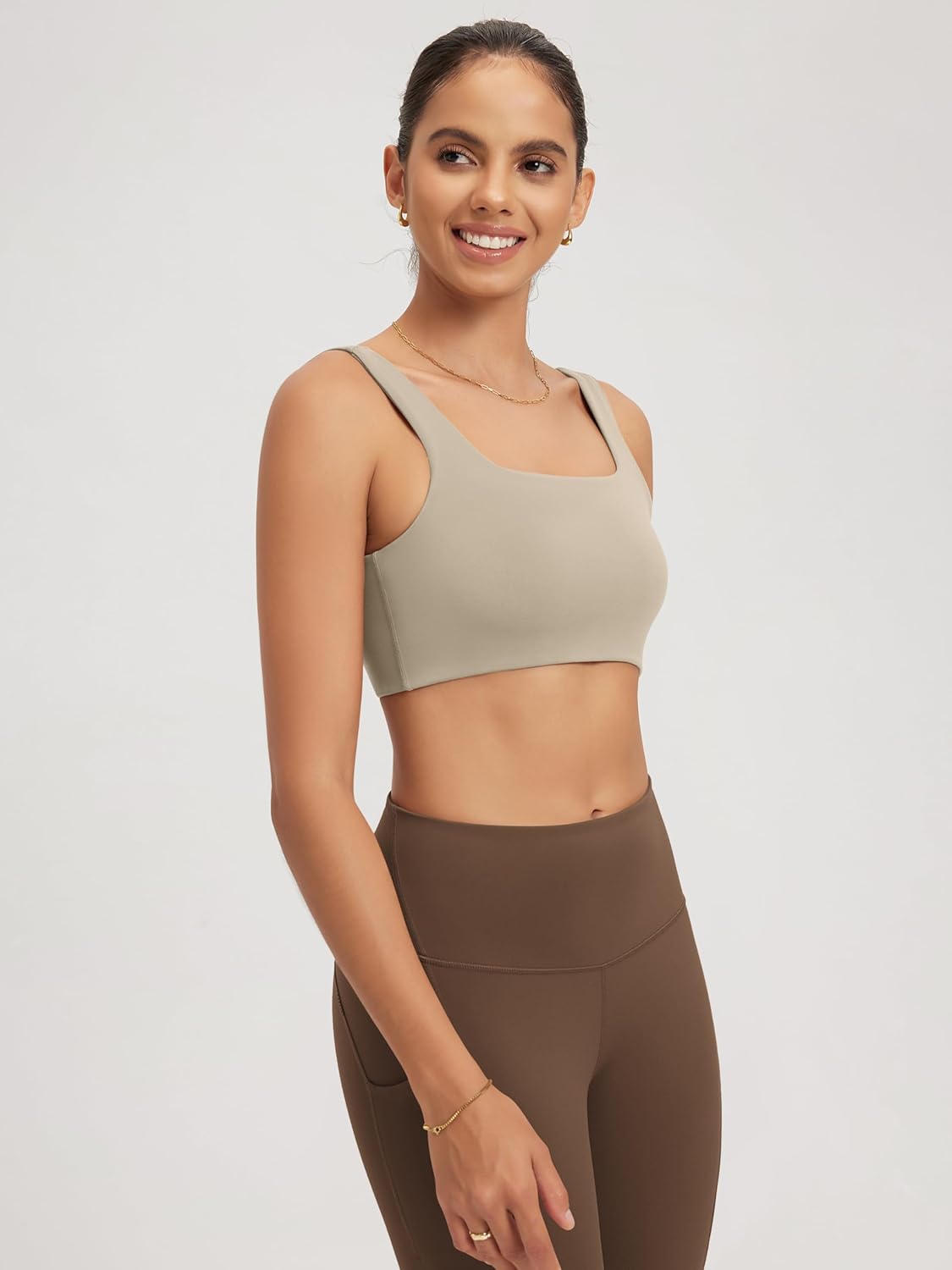 ODODOS Square Neck Sports Bra for Women Wirefree Non Padded Yoga Tank Workout Crop Tops - Image 3