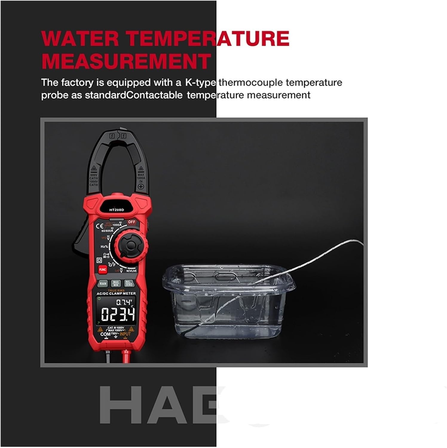 HT208A/D AC/DC Digital Clamp Meter Meter Multimeter Amperimetrica(HT208D AC DC 1000A)