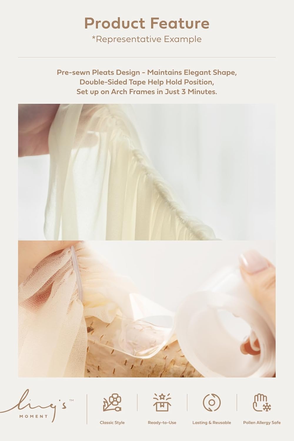 Ling's Moment Deluxe Wedding Arch Draping Fabric, Easy Hanging Chiffon Sheer Drapes, Wrinkle Arbor Backdrop Durable Wedding Decorations for Ceremony Outdoor 3 Panels Curtain,26ft,Rust & Sepia