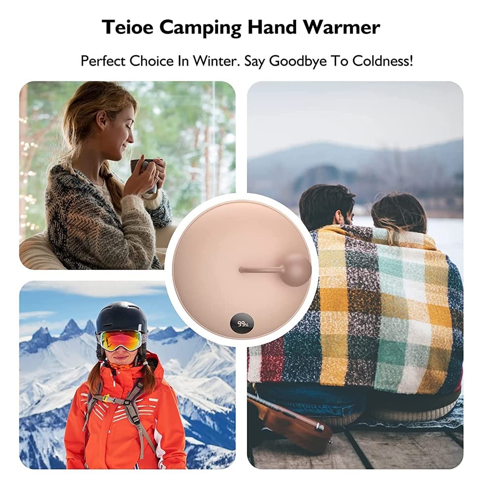 Chillers Scaldamani Ricaricabili, Banca di Alimentazione elettrica Portatile USB Riutilizzabile con Display a LED, scaldamani Caldo a Doppia Faccia scaldamani Tascabile Regalo per Uomo Donna Inverno