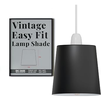 Modern Small Ceiling Light Shades Replacement Easy Fit Lampshades Non Electric Metal 15cm for Industrial Pendant Lights Lampshade for Kitchen Living Room Matte Black