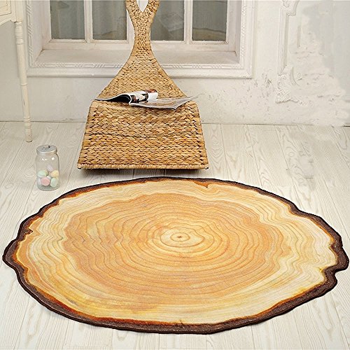 Wolala Home Large Carpet For Livingroom Beige Yellow Round Area Rugs Washable Non-Slip Bedroom Rugs 6 Feet 6 Inch By 7 Feet 3 Inch (6'6X7'3) #TOP8