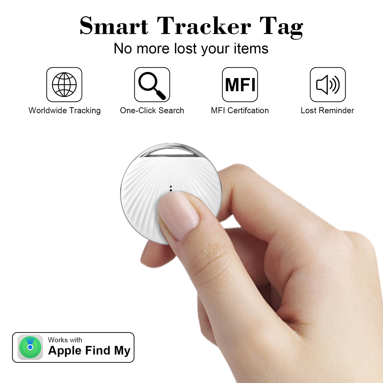 Balise de suivi d'air, étiquettes intelligentes, tracker Bluetooth pour animaux de compagnie Apple Find My, batterie remplaçable, étanche IP68, localisateur de clés et localisateur d'articles pour