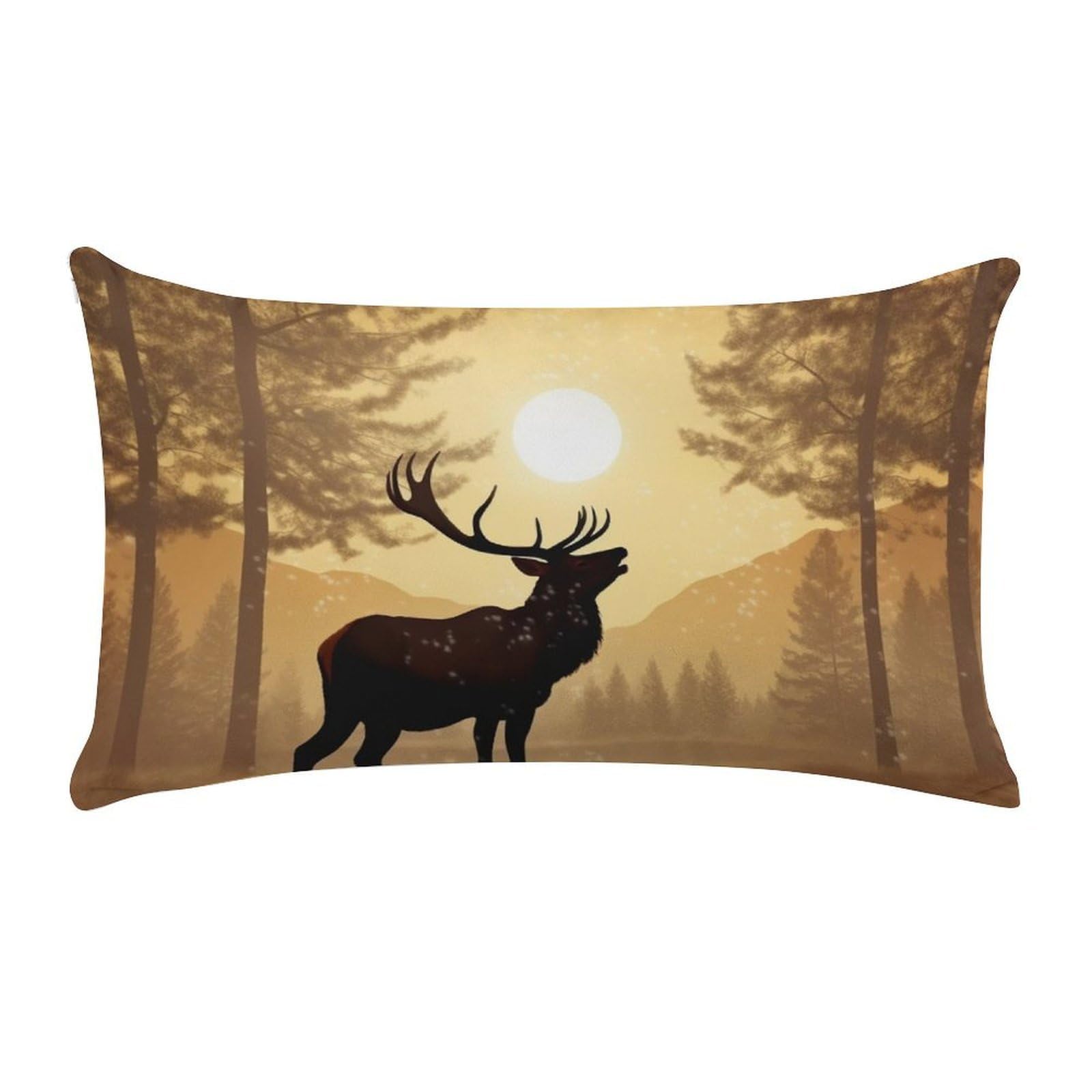 Elk Artwork Pillow Cases for Sofa, Super Soft Plush Pillow Cover with Zipper, Luxury Cozy Pillow Shams for All Seasons, Lightweight Pillowcases for Bedroom, 12" X 20"